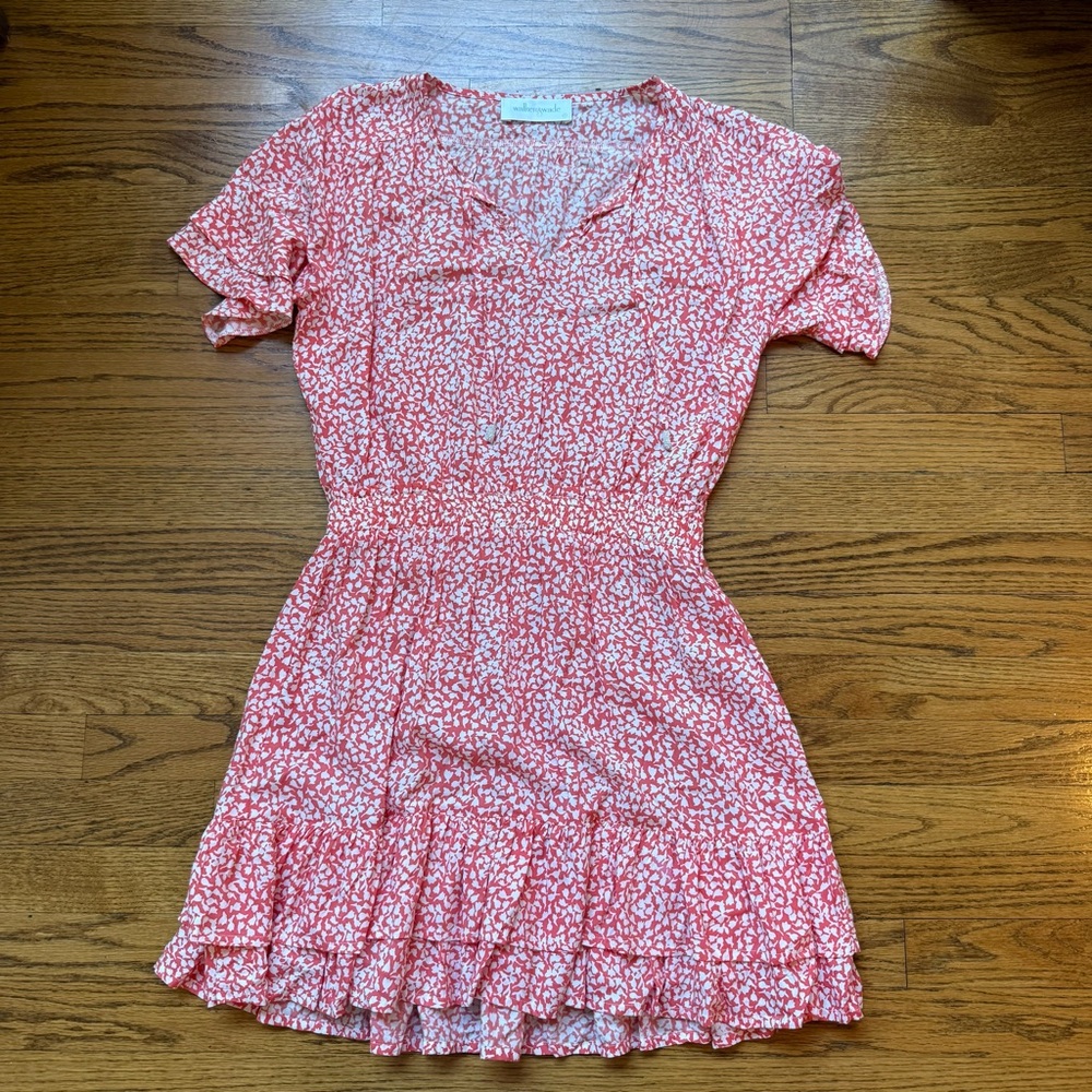 Walker & Wade Coral Floral Patterned Mini Dress